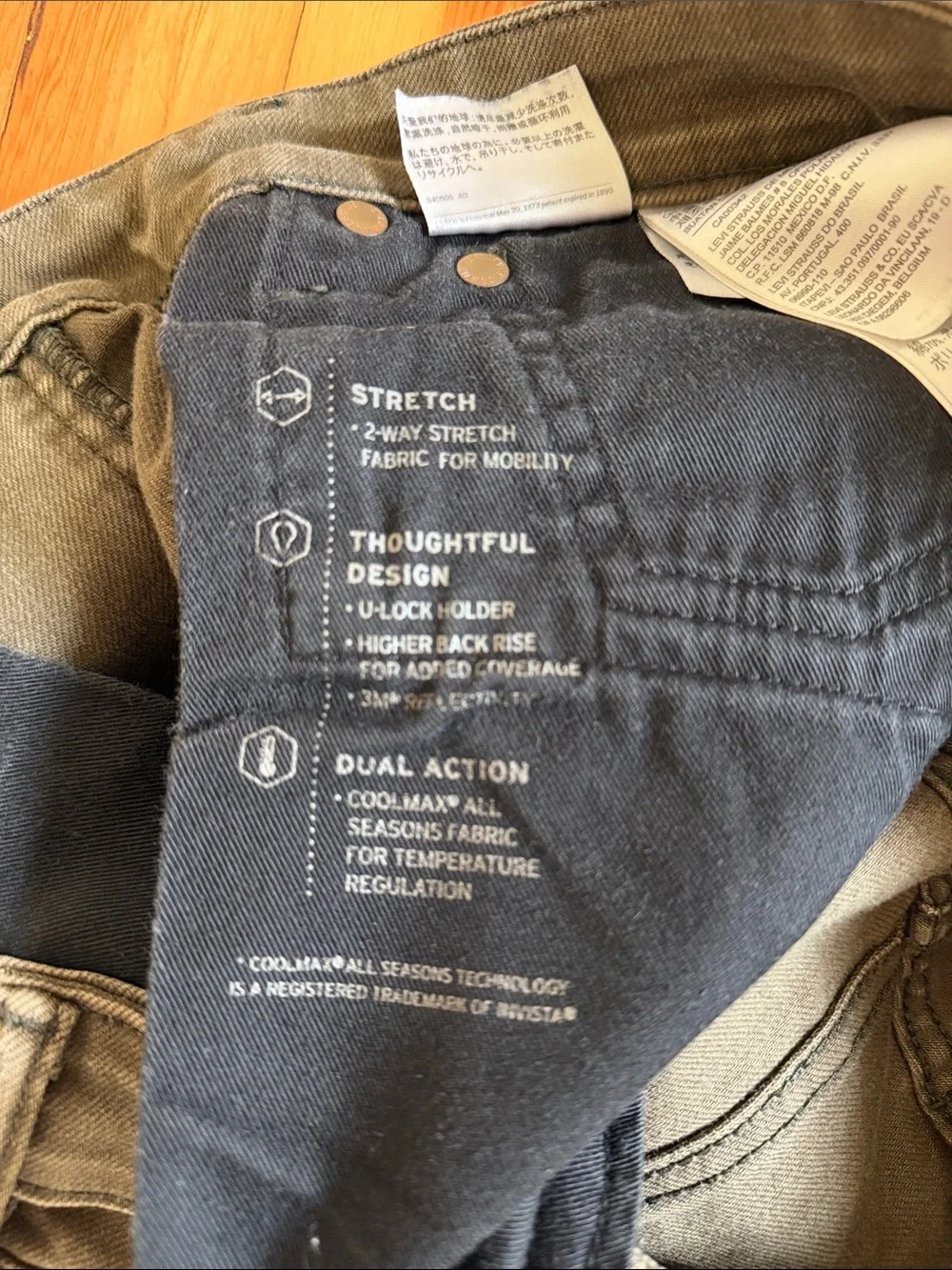 Levi’s Olive Green Commuter Jeans 32x34